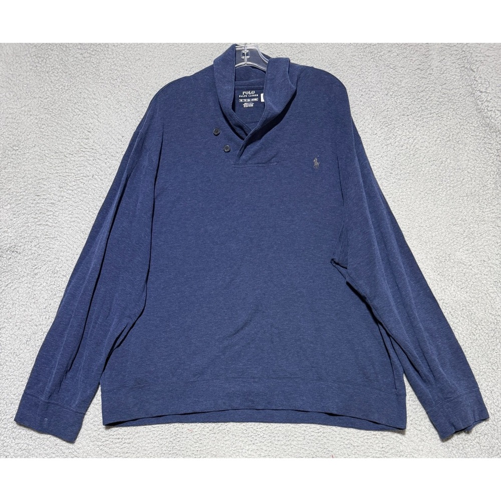 Polo Ralph Lauren Shawl Collar Sweater‎ Navy Blue Mens 2XL Pullover